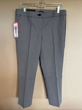 Hilary Radley Women’s Slim Dress Pants in Black and White Micro-Pattern
